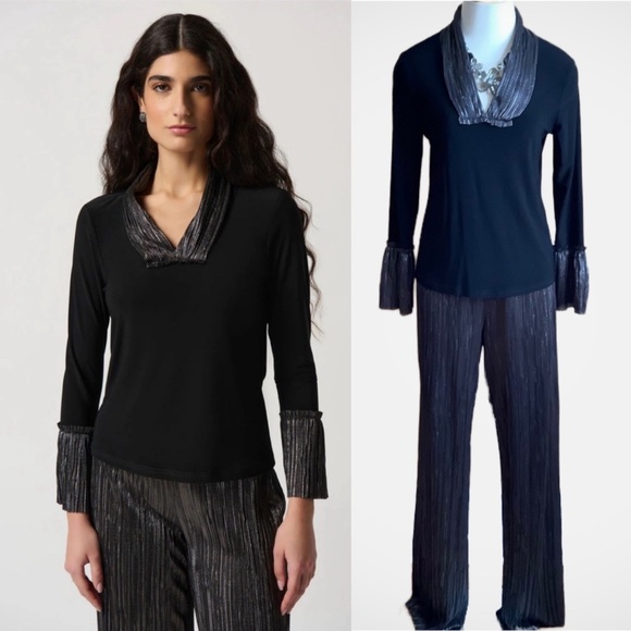 JOSEPH RIBKOFF Black/Silver Metallic Two Piece Set Size 8 - Picture 1 of 16